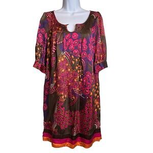 Vintage Christiane Celle Women's Floral Silk Dress Size‎ S Colorful Euro Summer